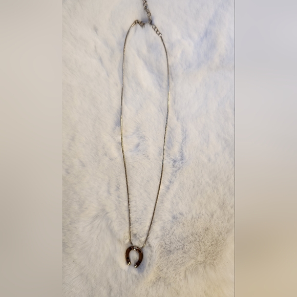 Vintage Tortoiseshell Horseshoe on a silver chain - Picture 3 of 5